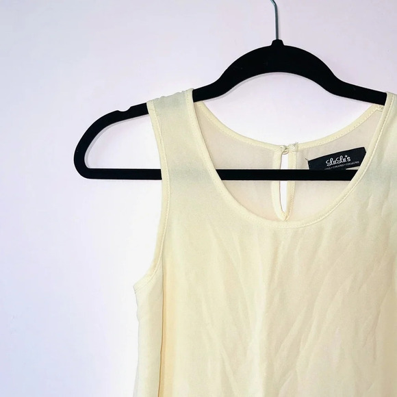 Lulus Cream Pleated Back Lined Semi-sheer Tank Top Medium Women’s - Picture 3 of 11